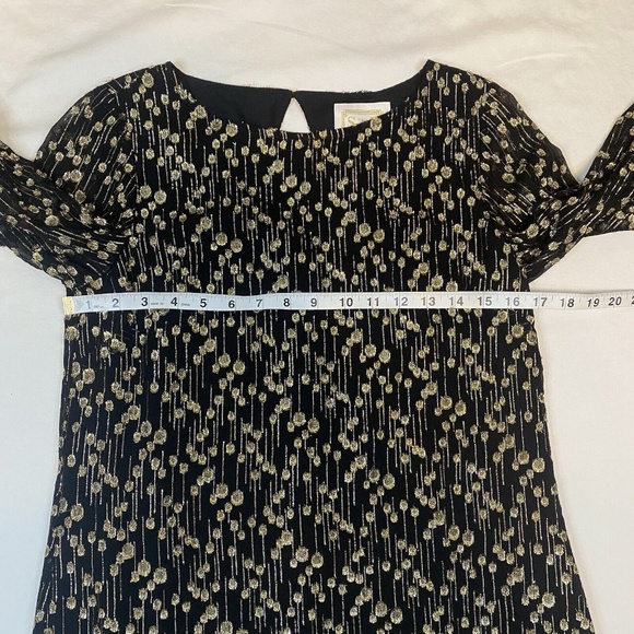 Sail To Sable Clifton Black Dress Size 4 Long Sleeve Metallic Gold Dot NWT $198 - Picture 6 of 16